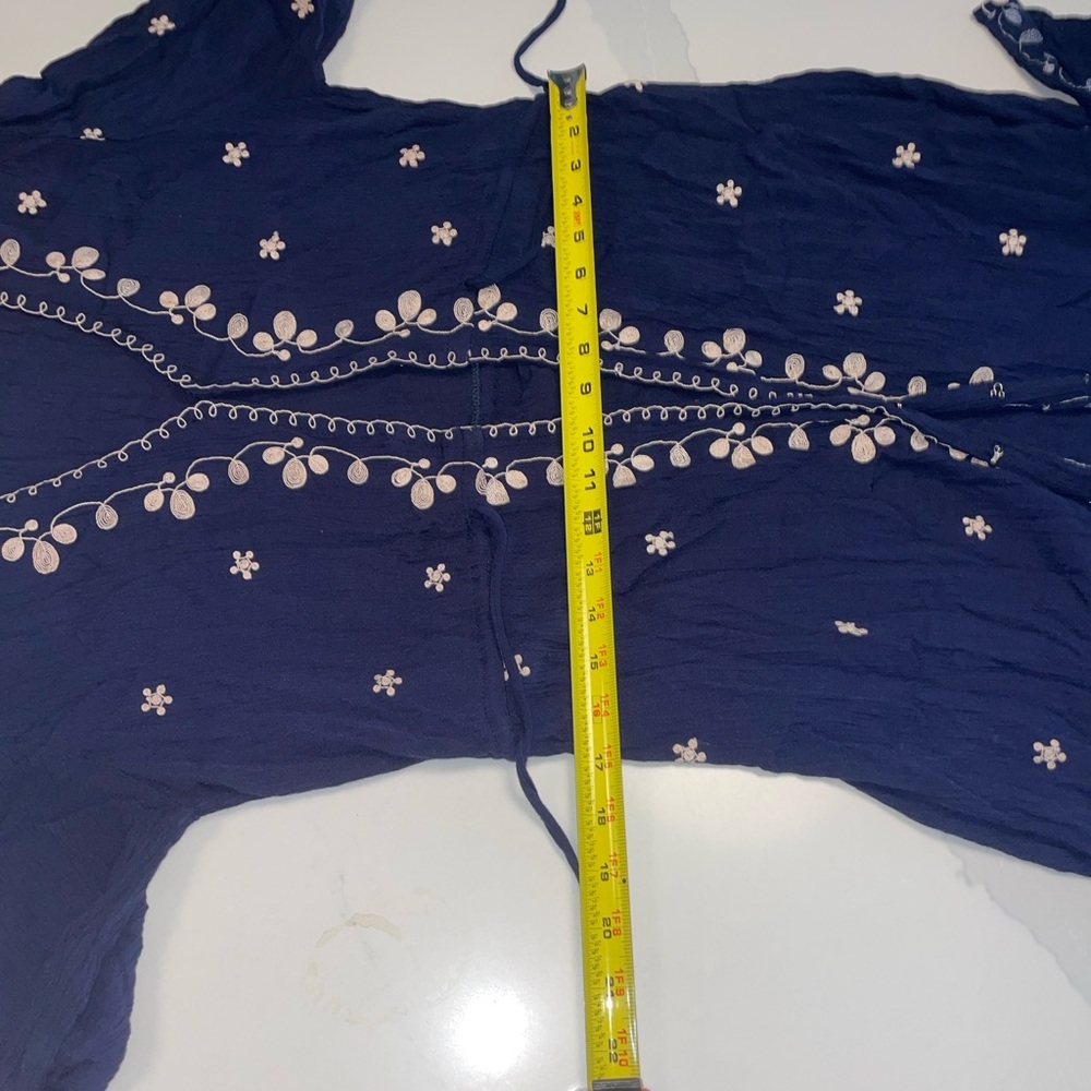 NATURAL LIFE Navy Maxi Dress, Duster, Embroidery, crunchy, - Picture 3 of 9